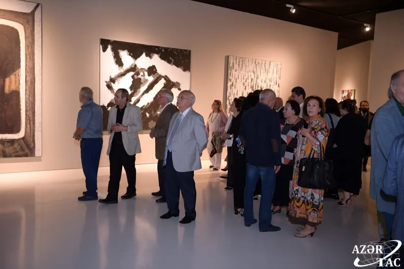 Visitors at his solo exhibition, Heydar Aliyev Center, Baku