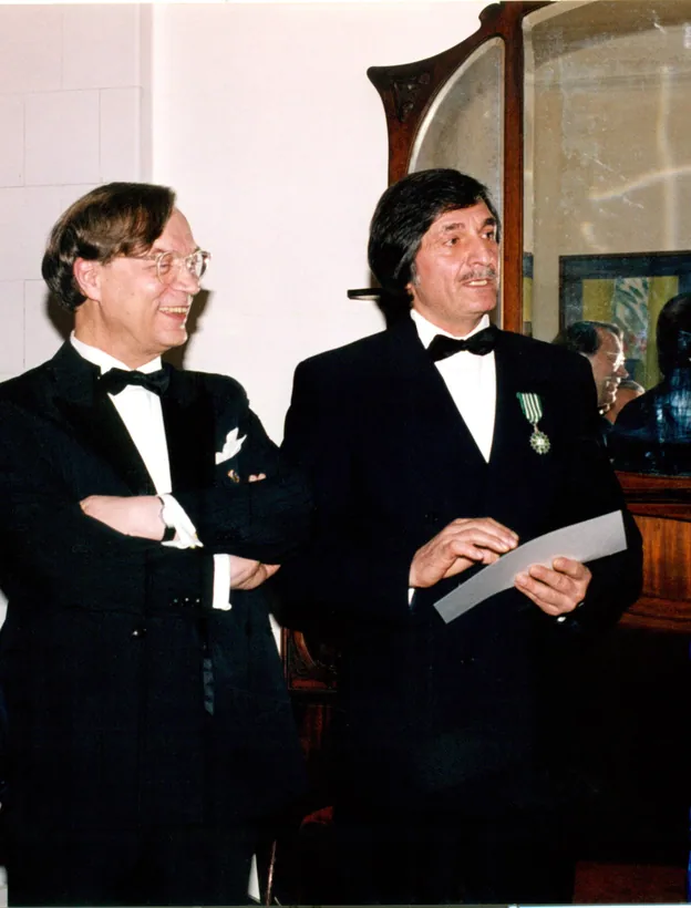 With the French ambassador at an award ceremony