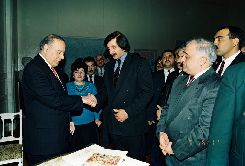 With Heydar Aliyev at an exhibition